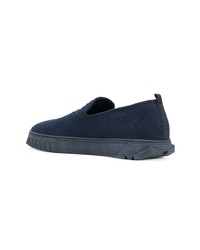 dunkelblaue Slip-On Sneakers aus Segeltuch von Salvatore Ferragamo