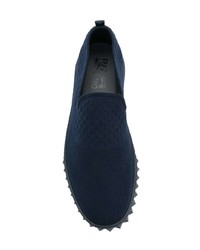 dunkelblaue Slip-On Sneakers aus Segeltuch von Salvatore Ferragamo