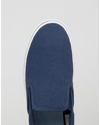 dunkelblaue Slip-On Sneakers aus Segeltuch von Fred Perry