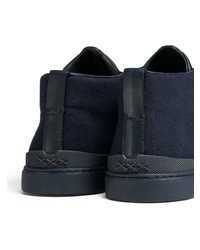 dunkelblaue Slip-On Sneakers aus Segeltuch von Ermenegildo Zegna