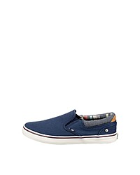 dunkelblaue Slip-On Sneakers aus Segeltuch von Wrangler