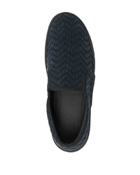 dunkelblaue Slip-On Sneakers aus Segeltuch von Giorgio Armani