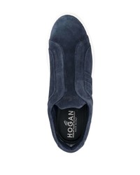 dunkelblaue Slip-On Sneakers aus Wildleder von Hogan