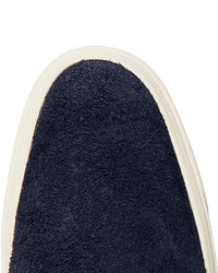 dunkelblaue Slip-On Sneakers aus Wildleder von Tom Ford