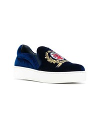 dunkelblaue Slip-On Sneakers aus Wildleder von Hilfiger Collection