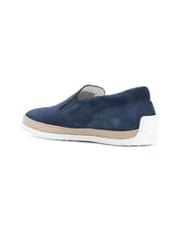 dunkelblaue Slip-On Sneakers aus Wildleder von Tod's