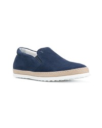 dunkelblaue Slip-On Sneakers aus Wildleder von Tod's