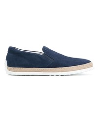 dunkelblaue Slip-On Sneakers aus Wildleder von Tod's