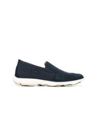 dunkelblaue Slip-On Sneakers aus Wildleder von Geox