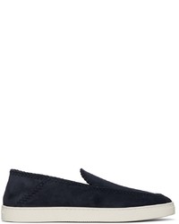 dunkelblaue Slip-On Sneakers aus Wildleder von Giorgio Armani