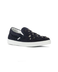 dunkelblaue Slip-On Sneakers aus Wildleder von Jimmy Choo