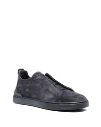 dunkelblaue Slip-On Sneakers aus Wildleder von Zegna