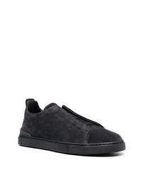 dunkelblaue Slip-On Sneakers aus Wildleder von Zegna