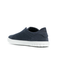 dunkelblaue Slip-On Sneakers aus Wildleder von Tod's