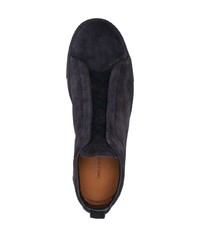 dunkelblaue Slip-On Sneakers aus Wildleder von Zegna