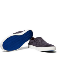 dunkelblaue Slip-On Sneakers aus Wildleder von Ermenegildo Zegna