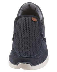 dunkelblaue Slip-On Sneakers aus Wildleder von Mustang Shoes