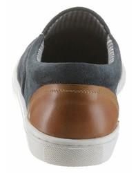 dunkelblaue Slip-On Sneakers aus Wildleder von PETROLIO