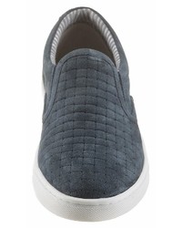 dunkelblaue Slip-On Sneakers aus Wildleder von PETROLIO