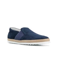 dunkelblaue Slip-On Sneakers aus Wildleder von Tod's