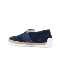 dunkelblaue Slip-On Sneakers aus Wildleder von Tod's