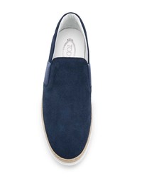 dunkelblaue Slip-On Sneakers aus Wildleder von Tod's