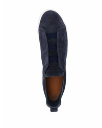 dunkelblaue Slip-On Sneakers aus Wildleder von Z Zegna