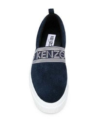 dunkelblaue Slip-On Sneakers aus Wildleder von Kenzo