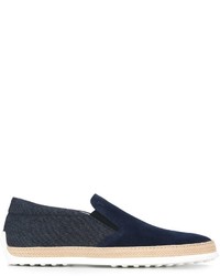 dunkelblaue Slip-On Sneakers aus Wildleder von Tod's