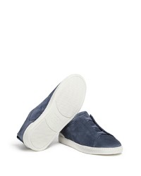 dunkelblaue Slip-On Sneakers aus Wildleder von Ermenegildo Zegna