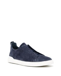 dunkelblaue Slip-On Sneakers aus Wildleder von Zegna