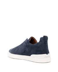 dunkelblaue Slip-On Sneakers aus Wildleder von Zegna