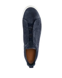 dunkelblaue Slip-On Sneakers aus Wildleder von Zegna