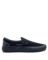 dunkelblaue Slip-On Sneakers aus Wildleder von Vans