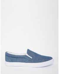 dunkelblaue Slip-On Sneakers von Asos