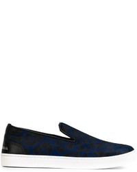 dunkelblaue Slip-On Sneakers von Dolce & Gabbana