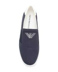 dunkelblaue Slip-On Sneakers von Emporio Armani