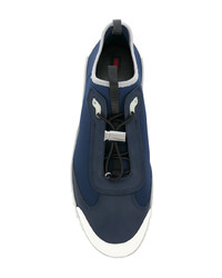 dunkelblaue Slip-On Sneakers von Prada