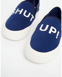 dunkelblaue Slip-On Sneakers von Pull&Bear