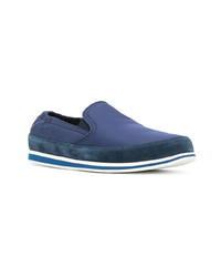 dunkelblaue Slip-On Sneakers von Prada