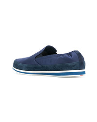 dunkelblaue Slip-On Sneakers von Prada