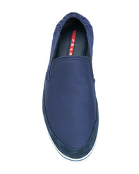 dunkelblaue Slip-On Sneakers von Prada