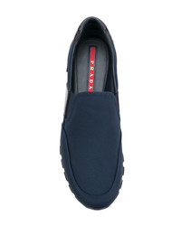 dunkelblaue Slip-On Sneakers von Prada