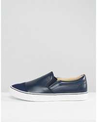 dunkelblaue Slip-On Sneakers von Brave Soul