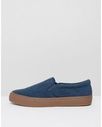 dunkelblaue Slip-On Sneakers von Asos