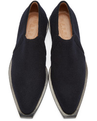 dunkelblaue Slipper mit geometrischem Muster von Marni