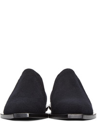 dunkelblaue Slipper mit geometrischem Muster von Marni