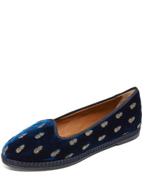 dunkelblaue Slipper von Aquazzura