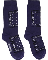 dunkelblaue Socken mit Paisley-Muster von Jacquemus