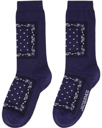dunkelblaue Socken mit Paisley-Muster von Jacquemus